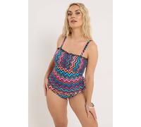 Yours Women's Chevron Shirred Bandeau Swimsuit | Size: 22 Yours Multicolor 22