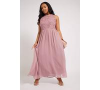 Yours Women's Chiffon Maxi Dress in Pink | Size: 22