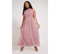 Yours Women's Chiffon Maxi Dress in Pink | Size: 30-32 Yours Pink 30-32