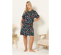 Yours Women's Christmas Bauble Sleep Tee Nightdress in Black | Size: 26-28 Yours Black 26-28