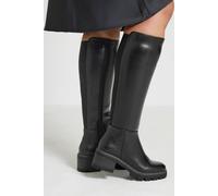 Yours Women's Cleated Boots In Wide E & Extra Wide EEE Fit in Black | Size: 4E