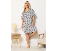Yours Women's Cluster Heart Print Nightdress in Grey | Size: 34/36