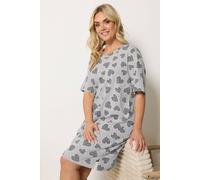 Yours Women's Cluster Heart Print Nightdress in Grey | Size: 38/40