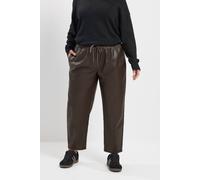 Yours Women's Coated Barrel Trousers in Chocolate | Size: 14 Yours Chocolate 14