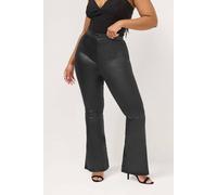 Yours Women's Coated Flare Leggings in Black | Size: 24 Yours Black 24