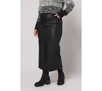 Coated Split Hem Midaxi Skirt Yours Black 26-28
