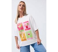 Yours Women's Cocktail Graphic T-Shirt in White | Size: 22/24