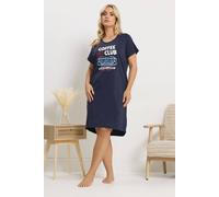 Yours Women's 'Coffee Club' Dipped Back Nightdress in Dark Navy | Size: 34-36 Yours Dark Navy 34-36