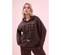 Yours Women's 'Coffee Club' Hoodie in Dark Brown | Size: 14 Yours Dark Brown 14
