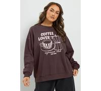 Yours Women's 'Coffee Lover' Sweatshirt in Chocolate | Size: 26/28