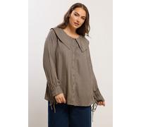 Yours Curve Collared Check Shirt - Women's - Plus Size Curve Brown