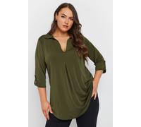 Yours Curve Green Collared Pleat Front Swing Top - Women's - Plus Size Curve