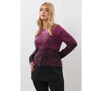 Yours Women's Colourblock Design Jumper in Dark Pink | Size: 30-32 Yours Dark Pink 30-32