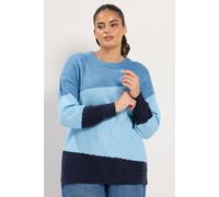 Yours Women's Colourblock Knit Jumper in Blue | Size: 10/12