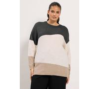 Yours Women's Colourblock Knit Jumper in Natural | Size: 22/24