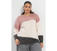 Yours Women's Colourblock Knit Jumper in Pink | Size: 18/20