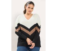 Yours Women's Colourblock Knitted Jumper in Black | Size: 30-32 Yours Black 30-32