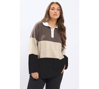 Yours Women's Colourblock Rugby Collar Top in Brown | Size: 30-32 Yours Brown 30-32