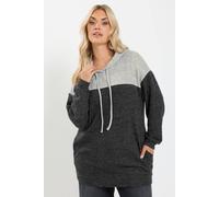 Yours Women's Colourblock Soft Touch Hoodie in Grey | Size: 20