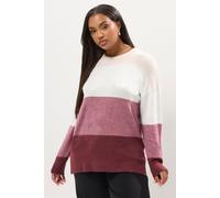 Colourblock Stripe Jumper Yours White 18-20