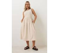 Yours Curve Brown Contrast Blanket Stitch Midi Dress - Women's - Plus Size Curve