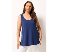 Yours Curve Cobalt Blue Contrast Blanket Stitch Ribbed Vest Top - Women's - Plus Size Curve