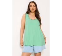 Yours Women's Contrast Blanket Stitch Ribbed Vest Top in Lime | Size: 30/32