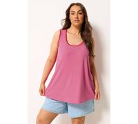 Yours Women's Contrast Blanket Stitch Ribbed Vest Top in Pink | Size: 18 Yours Pink 18