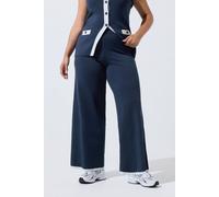 Yours Women's Contrast Hem Trousers in Mid Navy | Size: 18/20