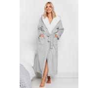 Contrast Hooded Maxi Dressing Gown Yours Grey 30-32
