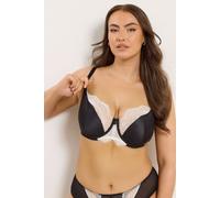 Yours Women's Contrast Lace Non-Padded Underwired Bra in Black | Size: 44D Yours Black 44D