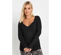Yours Curve Ribbed Knitted Top - Women's - Plus Size Curve Black