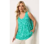Yours Women's Contrast Stitch Vest Top in Turquoise | Size: 26-28 Yours Turquoise 26-28