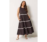 Yours Women's Contrast Swirl Tiered Maxi Dress in Chocolate | Size: 18 Yours Chocolate 18