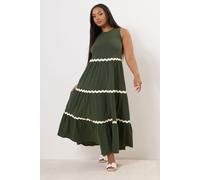 Contrast Swirl Tiered Maxi Dress Yours Light Khaki 30-32