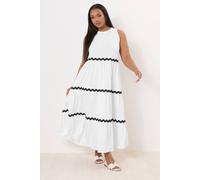 Yours Women's Contrast Swirl Tiered Maxi Dress in White | Size: 20 Yours White 20