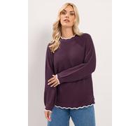 Yours Women's Contrast Waffle Jumper in Maroon | Size: 14/16