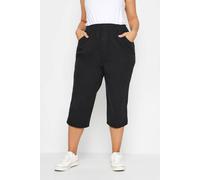 Yours Curve Elasticated Cool Cotton Cropped Trousers - Women's - Plus Size Curve Black
