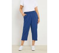 Yours Curve Blue Cool Cotton Cropped Trousers - Women's - Plus Size Curve
