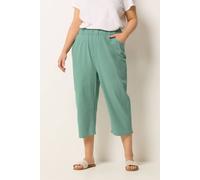 Yours Women's Cool Cotton Cropped Trousers in Green | Size: 22-24 Yours Green 22-24