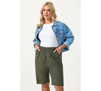 Yours Women's Cool Cotton Shorts in Dark Green | Size: 22-24 Yours Dark Green 22-24