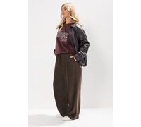 Yours Curve Chocolate Cord Drawstring Wide Leg Trousers - Women's - Plus Size Curve