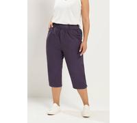 Yours Women's Cotton Cropped Trousers in Plum | Size: 26/28