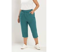 Yours Women's Cotton Cropped Trousers in Teal | Size: 16 Yours Teal 16