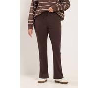 Yours Women's Cotton Flared Trousers in Brown | Size: 14S