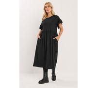 Cotton Frill Sleeve Midaxi Dress Yours Black 22-24