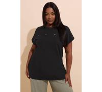 Yours Curve Cotton Stud Detail T-Shirt - Women's - Plus Size Curve Black