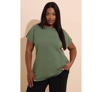 Yours Women's Cotton Stud Detail T-Shirt in Light Khaki | Size: 16 Yours Light Khaki 16