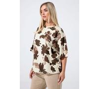 Yours Women's Cow Print T-Shirt in Light Brown | Size: 20 Yours Light Brown 20