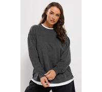 Yours Women's Crew Neck 2-In-1 Jumper in Grey | Size: 14